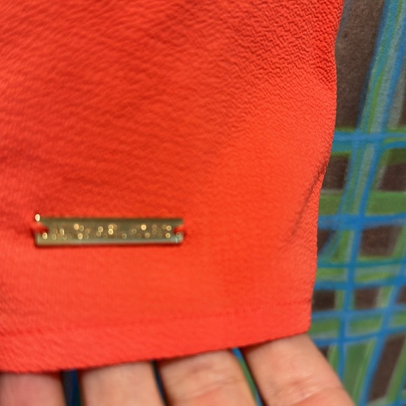 Michael Kors electric watermelon cold shoulder ruffle v-neck blouse size small - Picture 3 of 4